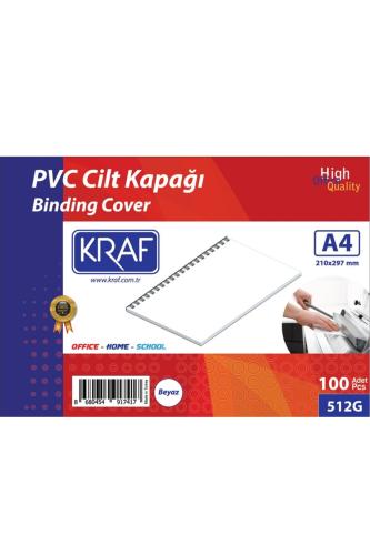 KRAF CİLT KAPAĞI A4 160 MİC. 100 lü 512G Beyaz