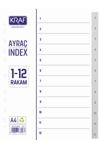 KRAF SEPARATÖR AYRAÇ İNDEX 1-12 RAKAM 1012